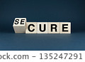 Words Cure and Secure on wooden blocks. 135247291
