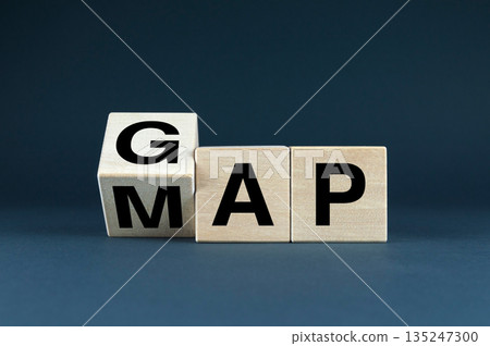 Wooden blocks spelling GAP and MAP Wooden blocks spelling GAP and MAP 135247300
