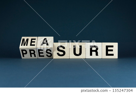 Wooden blocks spelling out Measure and Pressure Wooden blocks spelling out Measure and Pressure 135247304