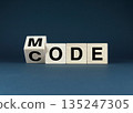 Wooden blocks spelling out Mode - Code 135247305