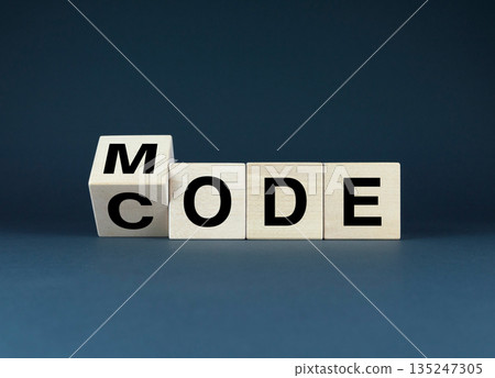 Wooden blocks spelling out Mode - Code 135247305