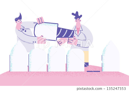 Orthodontists place dental implants to patient 135247353