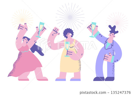 Happy people have fun celebrate New Year together Happy people have fun celebrate New Year together 135247376