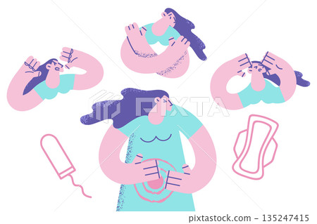 Mood and stress during pms period concept. Mood and stress during pms period concept. 135247415