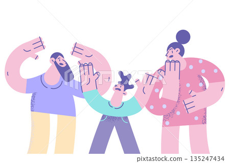 Angry family with kid have fight Angry family with kid have fight 135247434