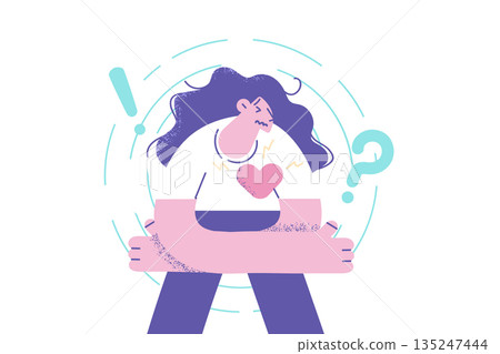 Stressed woman feel depressed suffer from breakup 135247444