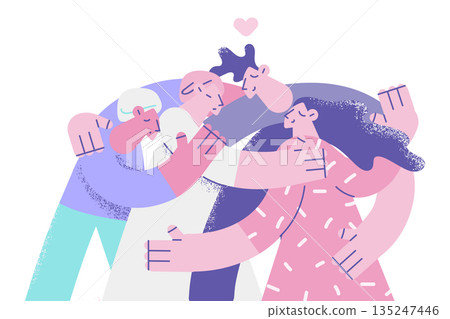 Happy multiethnic people hug show love and support 135247446