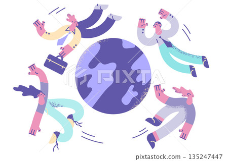 Diverse people around globe show teamwork Diverse people around globe show teamwork 135247447