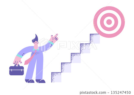Motivated businessman go upstairs to career business success Motivated businessman go upstairs to career business success 135247450