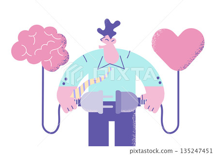 Smiling man find balance between heart and brain 135247451
