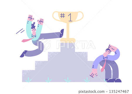 Businessman different emotions of success and failure Businessman different emotions of success and failure 135247467