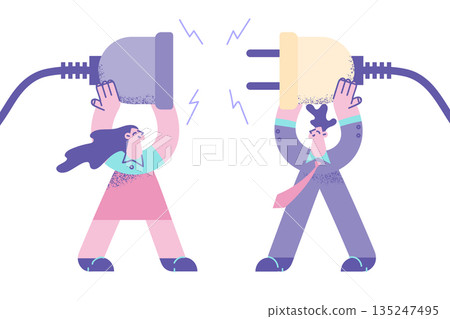 Businesspeople connect plugs for shared business goal 135247495