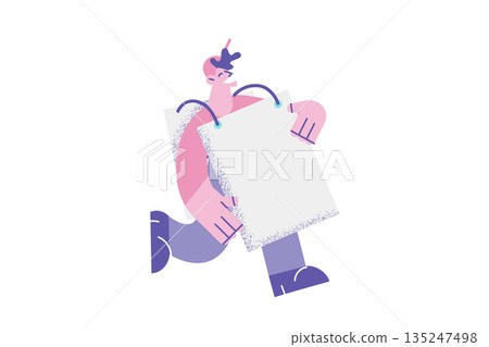 Smiling man with banner advertise product Smiling man with banner advertise product 135247498