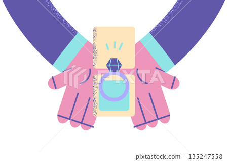 Man hold jewelry box make marriage proposal 135247558