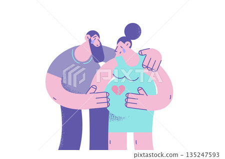 Upset couple cry feel depressed having miscarriage Upset couple cry feel depressed having miscarriage 135247593