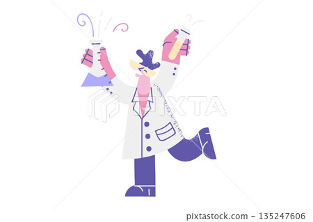 Happy scientist make experiments in lab 135247606