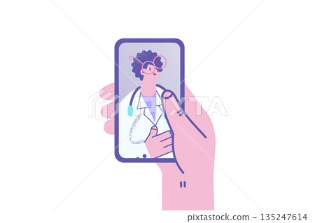 Person talk on video call with doctor 135247614