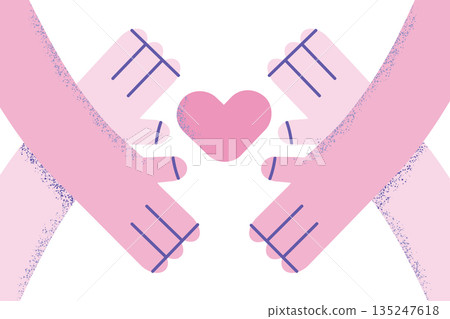 Diverse people hands hold heart show love Diverse people hands hold heart show love 135247618