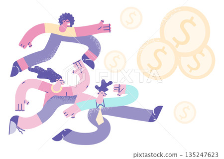 Diverse people in chase for money 135247623