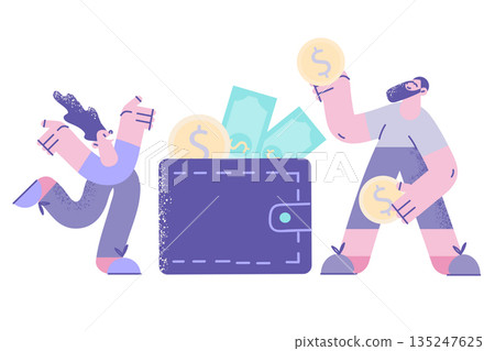 Happy people make money saving for future 135247625