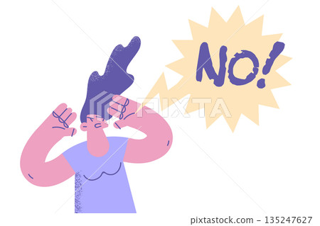 Mad woman say no protest against social issues Mad woman say no protest against social issues 135247627