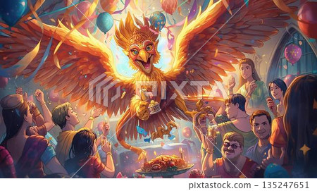 Garuda enjoying a party with friends 135247651