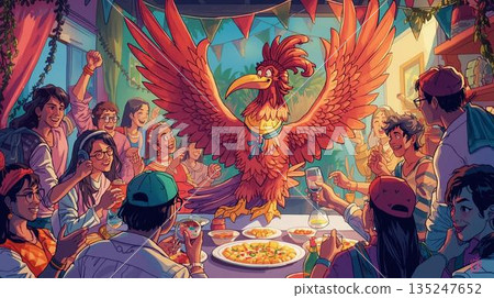 Garuda enjoying a party with friends 135247652