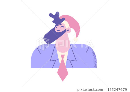 Smiling businessman in Santa hat celebrate New Year Smiling businessman in Santa hat celebrate New Year 135247679