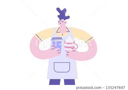 Working as barista in coffeeshop concept Working as barista in coffeeshop concept 135247697