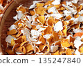 Photo of drying mandarin peels. 135247840