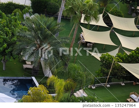 Stylish outdoor celebration area designed for highclass events 135247964