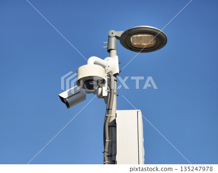 Street surveillance equipment installed for urban traffic 135247978