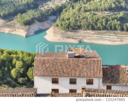Scenic mountain village, Picturesque hillside with tranquil 135247985