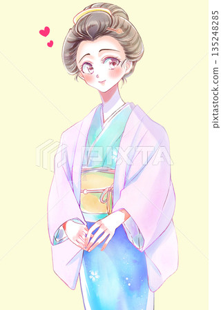 Woman in kimono, Edo period, love, knee shot Woman in kimono, Edo period, love, knee shot 135248285