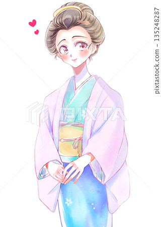 身著和服的女子，江戶時代，愛情，膝部特寫 135248287