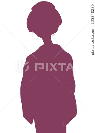 江戶時代，身著和服的女子，膝蓋特寫，剪影 135248289