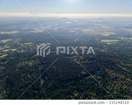 Scenic Ecological Landscape, Forest Region With Water Bodies, Watershed Area Showing Lakes And Wetlands Scenic Ecological Landscape, Forest Region With Water Bodies, Watershed Area Showing Lakes And Wetlands 135248310