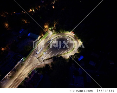 Nighttime Scene Of Luminous Road Junctions Highlighting Contemporary Industrial Transport Aesthetics Nighttime Scene Of Luminous Road Junctions Highlighting Contemporary Industrial Transport Aesthetics 135248335