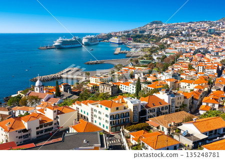 Panoramic view of the capital of Madeira island Funchal, Portugal Panoramic view of the capital of Madeira island Funchal, Portugal 135248781