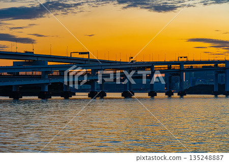 Night view of central Tokyo at dusk 135248887