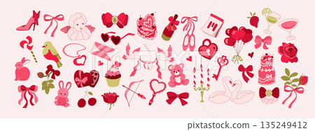 Valentines Day Flat Icons Big Set 135249412