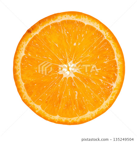 Fresh Orange Slice Shows Bright Color and Juicy Texture From a Citrus Fruit 135249504