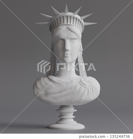 Gypsum Statue of Liberty - front view - 3D illustration Gypsum Statue of Liberty - front view - 3D illustration 135249736