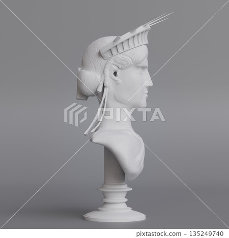 Gypsum Statue of Liberty - side view - 3D illustration 135249740