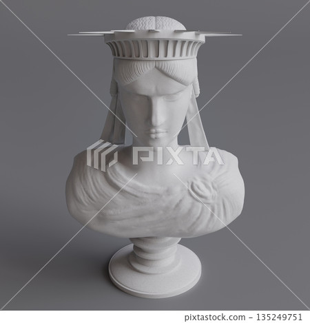 Gypsum Statue of Liberty - 3D illustration Gypsum Statue of Liberty - 3D illustration 135249751