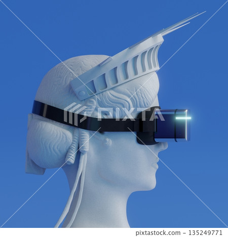 Statue of Liberty with VR glasses - 3D illustration 135249771