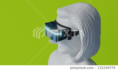 Woman wearing VR glasses - 3D illustration Woman wearing VR glasses - 3D illustration 135249779