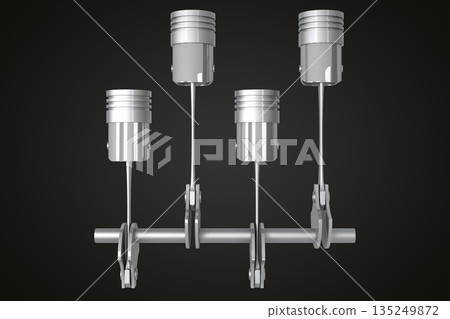 Four cylinder car engine isolated on black background Four cylinder car engine isolated on black background 135249872
