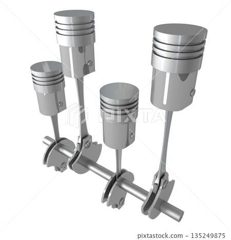 Four cylinder car engine isolated on white background 135249875