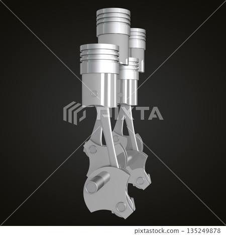 Four cylinder car engine isolated on black background 135249878